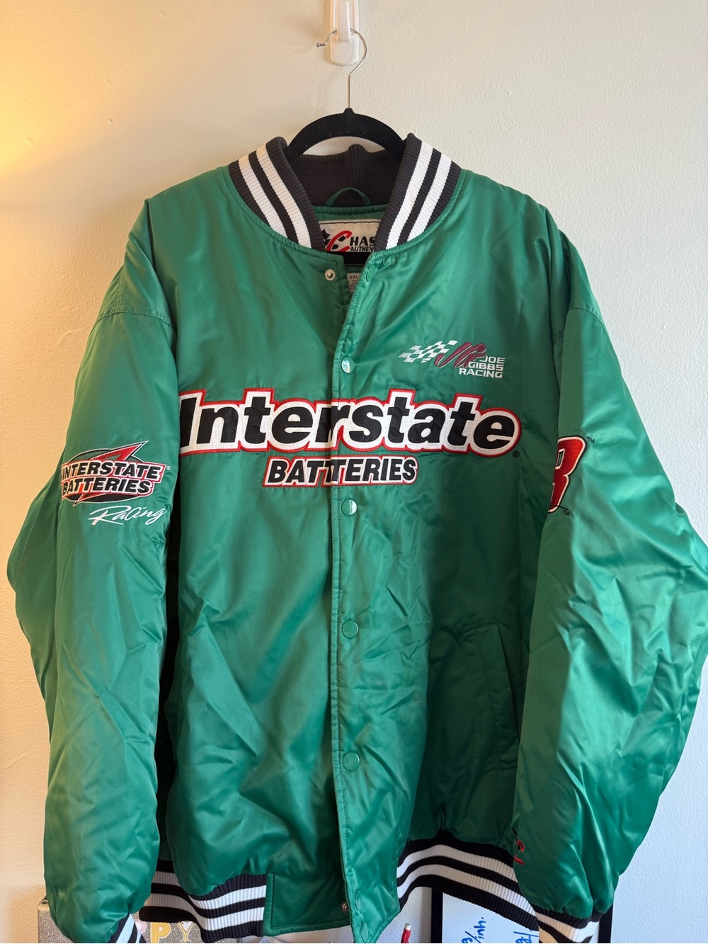 Vintage Chase Authentics NASCAR Joe Gibbs Bobby Labonte #18 Green Jacket XXL